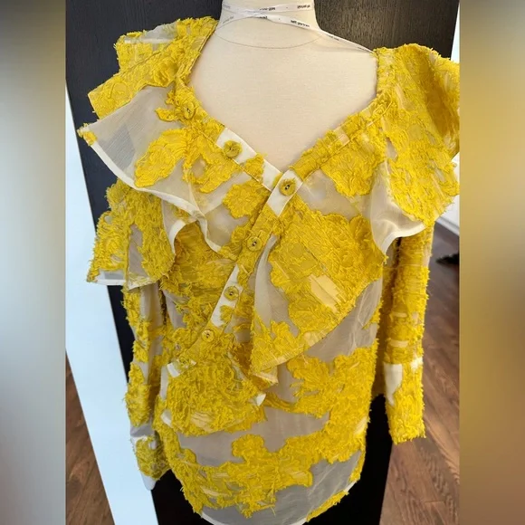 Self-Portrait Yellow Lace Ruffle Top - Picture 2 of 5